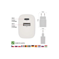 Зарядний пристрій EMOS V02B15 1xUSB-A + 1xUSB-C 15W GaN (V02B15)
