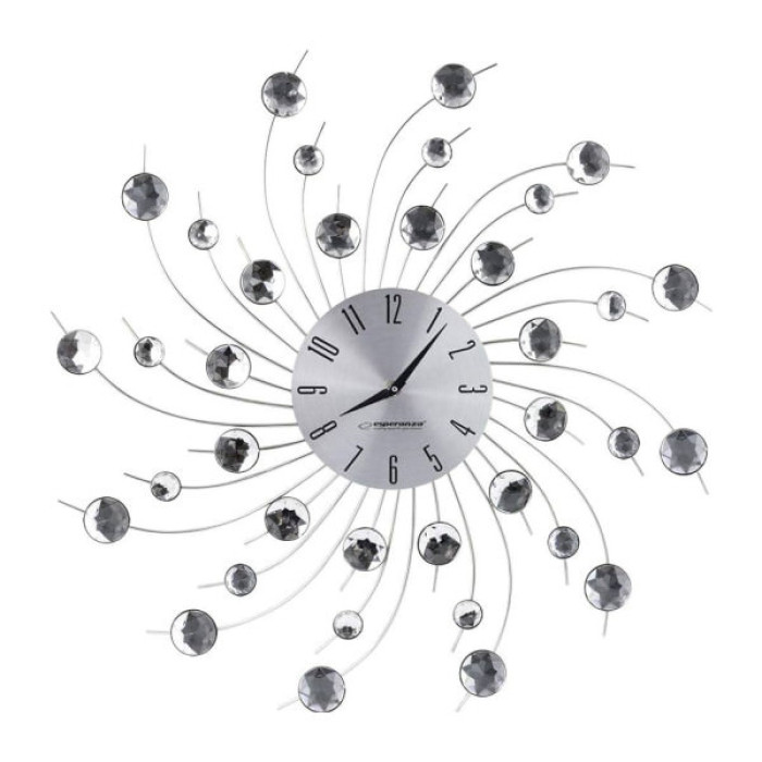 Настінний годинник Esperanza Wall Clock Geneva 50 см з променями з і сталі та кристалами (EHC004)