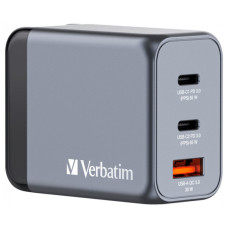 Зарядний пристрій Verbatim GaN 65 W 3 ports (2xUSB-C-65 W /USB-A -3.0) (32201)