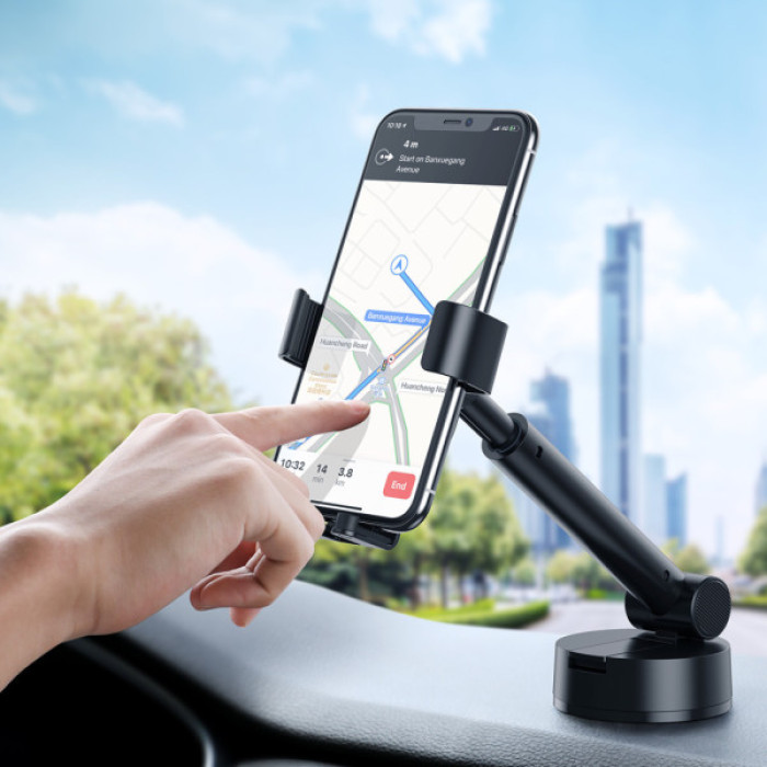 Універсальний автотримач Baseus 4.7-6.5" Gravity Simplism (на присоску) black (SUYL-JY01)