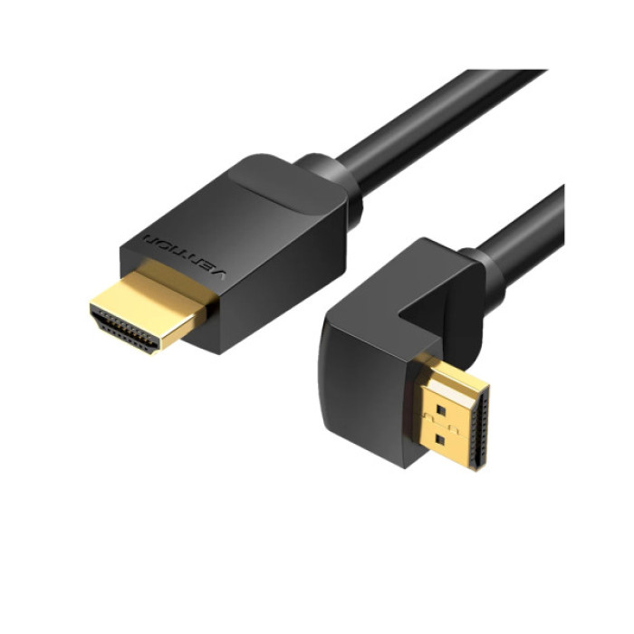 Кабель мультимедійний HDMI M to HDMI M 1.0m 4K60Hz 90° corner black Vention (AAQBF)