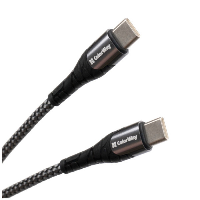 Дата кабель USB-C to USB-C 1.0m PD Fast Charging 65W 3А grey ColorWay (CW-CBPDCC040-GR)