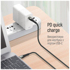 Дата кабель USB-C to USB-C 1.0m PD Fast Charging 65W 3А grey ColorWay (CW-CBPDCC040-GR)