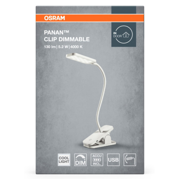 Настільна лампа Osram PANAN CLIP SQUARE DIM USB WT (4099854507496)