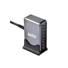 Зарядний пристрій XoKo 2xUSB-С PD100W + 3xUSB-С PD65W + 3xUSB QC18W 440W GaN (QC-400)