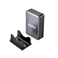 Зарядний пристрій XoKo 2xUSB-С PD100W + 3xUSB-С PD65W + 3xUSB QC18W 440W GaN (QC-400)