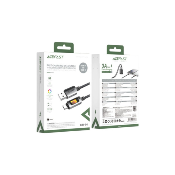Дата кабель USB 2.0 AM to USB-C 1.2m 60W black Acefast (6974316284673)