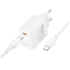 Зарядний пристрій BOROFONE BN26 Fuente USB-C PD20W + cable USB-C to USB-C White (6941991120251)