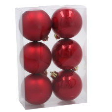 Ялинкова іграшка Chomik пластикові кульки 6 шт, 6 см, червоні (5900779893863_3)