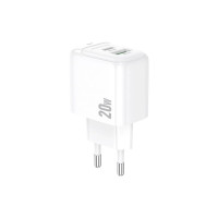 Зарядний пристрій BOROFONE BAS44A 1xUSB-C PD20W + 1xUSB QC3.0 white (6941991113840)