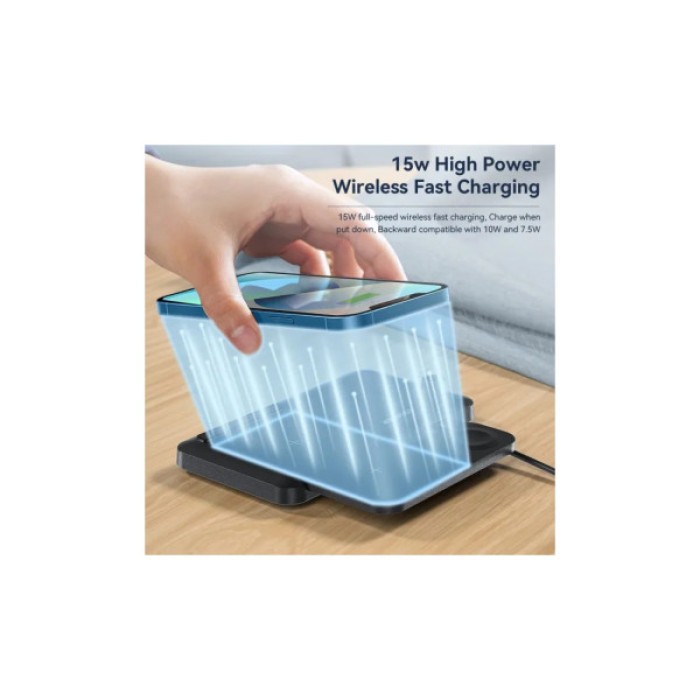 Зарядний пристрій Essager 4-in-1 wireless charger 15W foldable desktop black (EWXZM-JC01-Z)