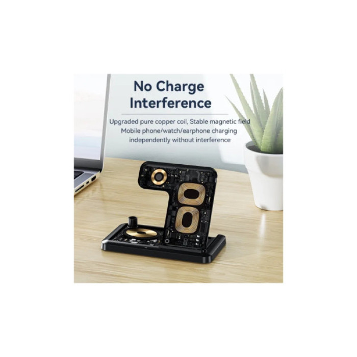 Зарядний пристрій Essager 4-in-1 wireless charger 15W foldable desktop black (EWXZM-JC01-Z)