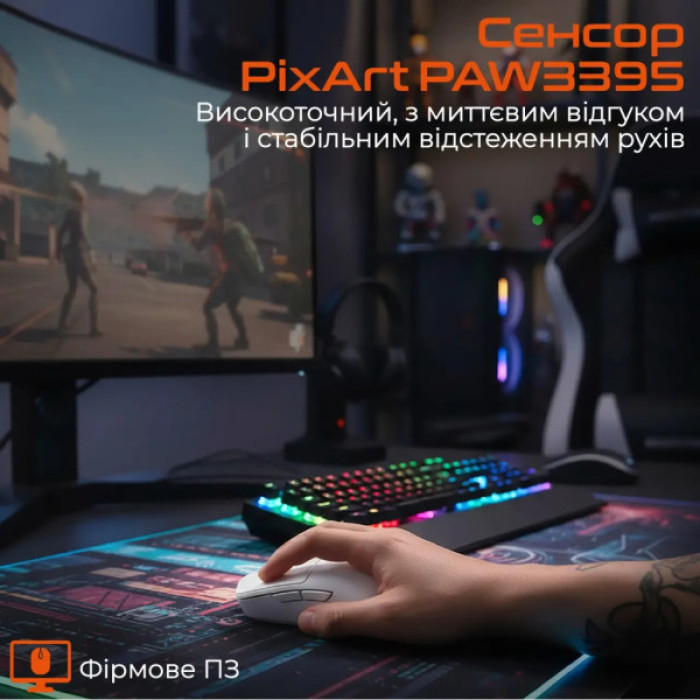 Мишка Meetion GW40 PRO Bluetooth/Wireless/USB White (MT-GW40_PRO-B)