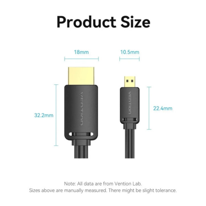 Кабель мультимедійний HDMI M to HDMI micro M 1.0m 4K60Hz black Vention (AGIBF)