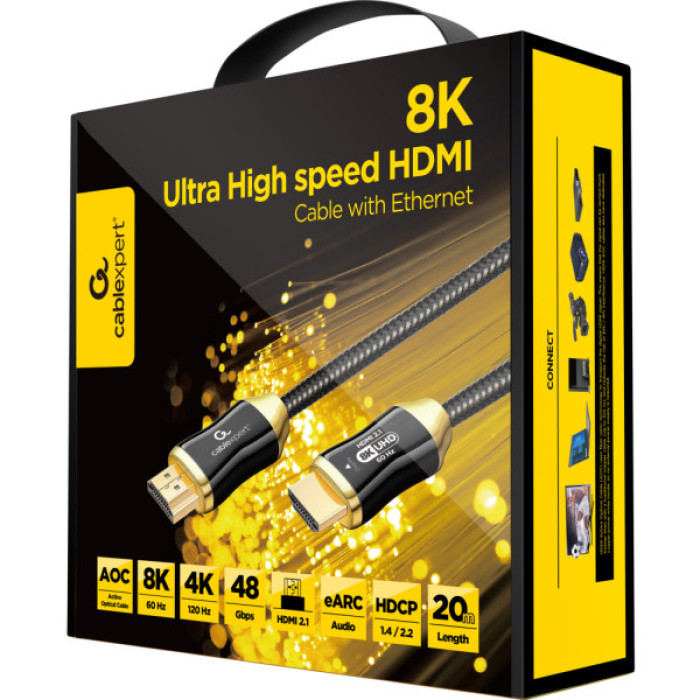 Кабель мультимедійний HDMI M to HDMI M 25.0m V2.1 8K60Hz optical Cablexpert (CCBP-HDMI8K-AOC-25M-EU)