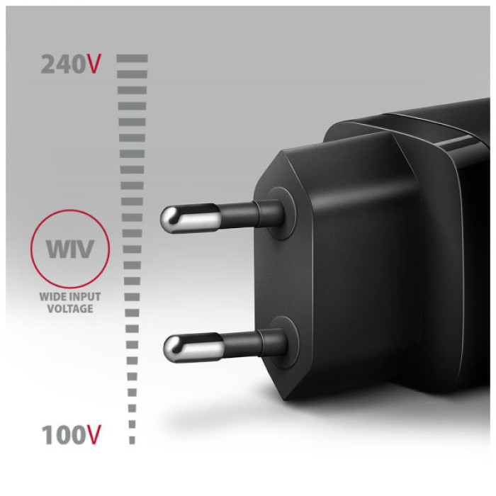 Зарядний пристрій AXAGON 1xUSB QC3.0 + 1xUSB-C PD20W black (ACU-PQ20)