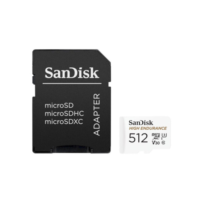 Карта пам'яті SanDisk 512GB microSDXC High Endurance UHS-I U3 V30 + SD adapter (SDSQQNR-512G-GN6IA)