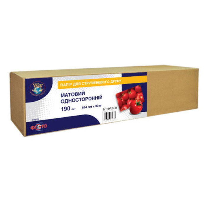 Папір WWM 36"/914мм х 30м, matte, 190г/м кв, втулка 50мм (M190R.9.30)