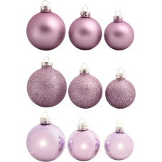 Ялинкова іграшка House Of Seasons Скляні кульки 26 шт D7 см D6 см D5 см Бузкові (8720362102854)