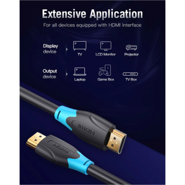 Кабель мультимедійний HDMI M to HDMI M 1.0m V2.0 VENTION (AACBF)