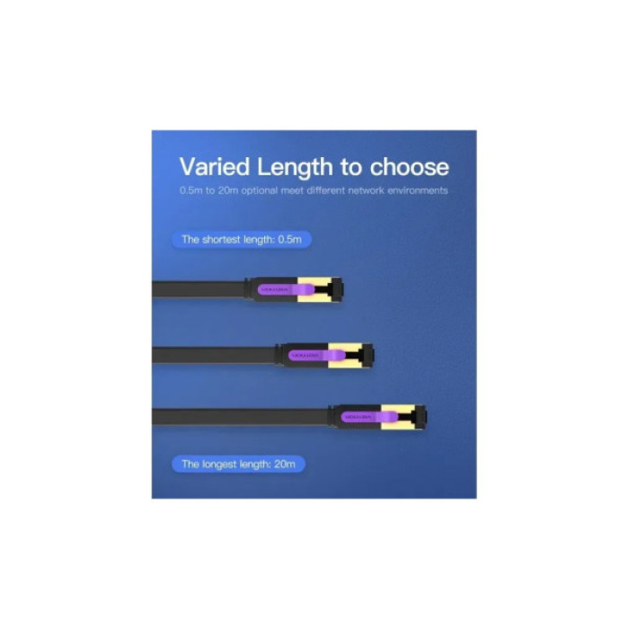 Патч-корд 0.5м, FTP cat 7 RJ-45 black Vention (ICABD)