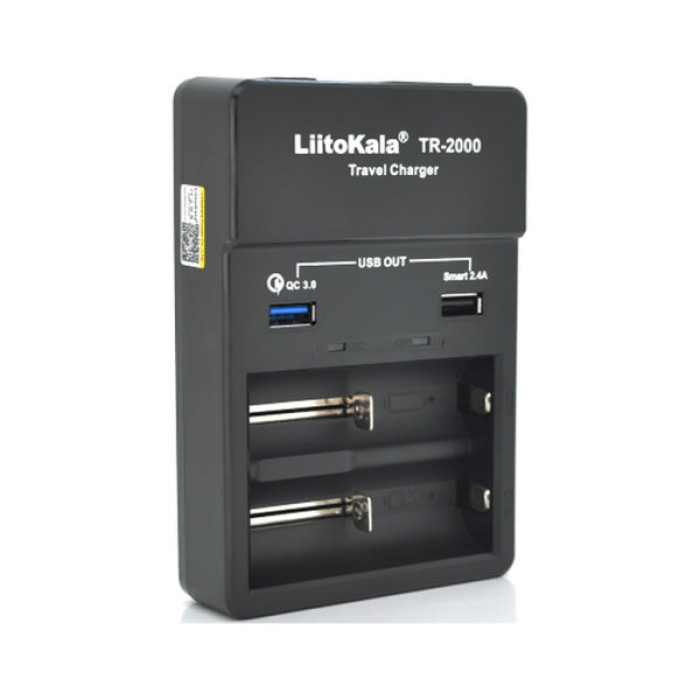 Зарядний пристрій для акумуляторів Liitokala 2 Slots, USB1/QC/3.0, USB2/2.4A, NiMHC(R14)/SC/AA/AAA/17670, Li-ion10440...26650 (Lii-TR2000)
