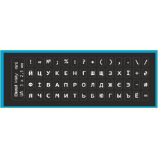 Наклейка на клавіатуру BestKey мініатюрна непрозора чорна, 56, білий (BKm4WHI/045)