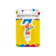 Свічка Maxi двостороння "7" із зображенням надувних кульок висотою 7,62 см (MX622069-7)