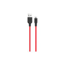 Дата кабель USB 2.0 AM to Lightning 1.0m 2A silicone X21 black+red HOCO (6957531071372)