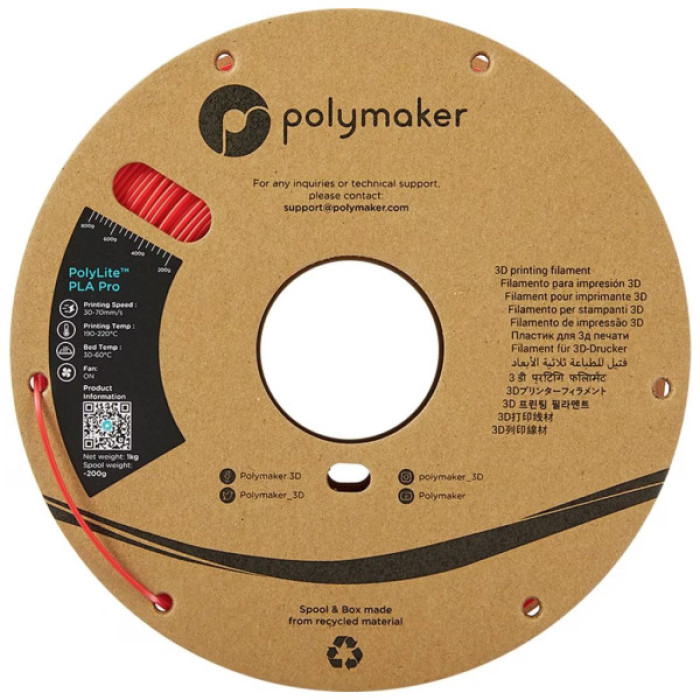 Пластик для 3D-принтера Polymaker PLA POLYLITE PRO 1,75mm 1kg RED (PA07004)