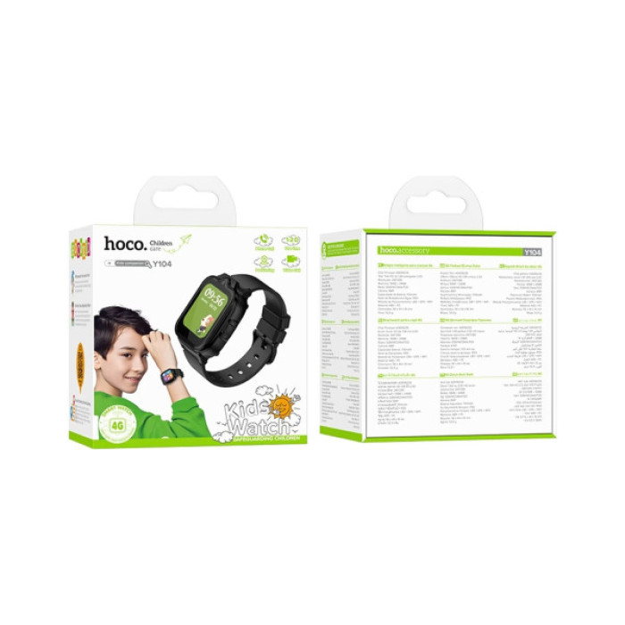 Смарт-годинник HOCO Y104 4G children phone-watch Black (6942007646352)