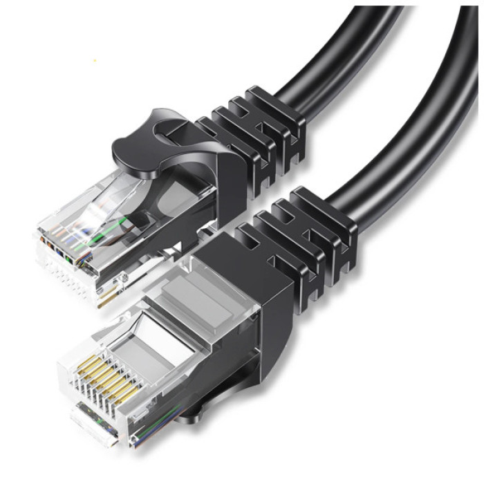 Патч-корд 10м UTP cat 6 RJ45 TopSpeed Ethernet Round Cable Black Essager (EXCWXY-JSF01)