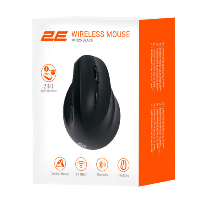 Мишка 2E MF325 Silent Wireless/Bluetooth Black (2E-MF325WBK)