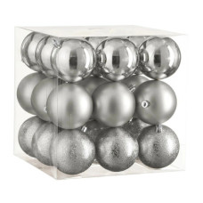Ялинкова іграшка House Of Seasons Кульки Пластик 27 шт D8 см Сріблясті (8720967923311)