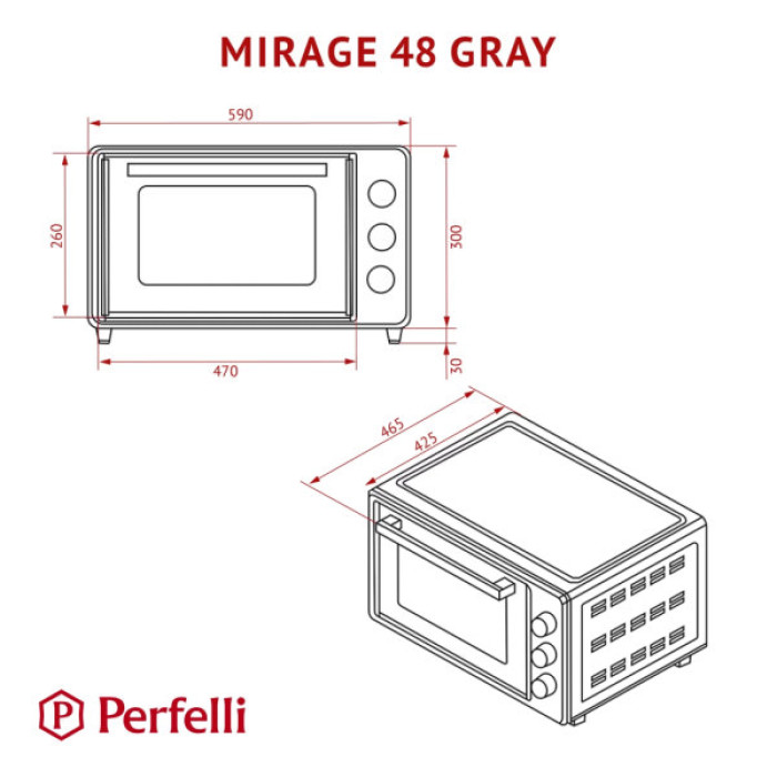 Електропіч Perfelli MIRAGE 48 GREY