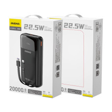Батарея універсальна Dudao K15Pro 20000mAh PD/22.5W, QC, with built-in cables, Black (6977196682430)