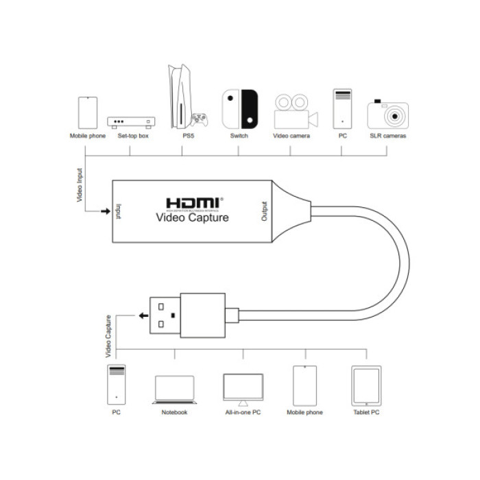 Пристрій захоплення відео PowerPlant HDVC2-C HDMI (F) - 2.0 USB (M) (CA914685)