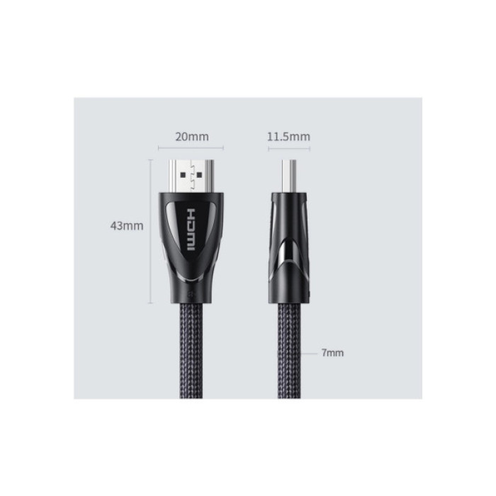 Кабель мультимедійний HDMI M to HDMI M 2.0m braided HD140 black Ugreen (80403)