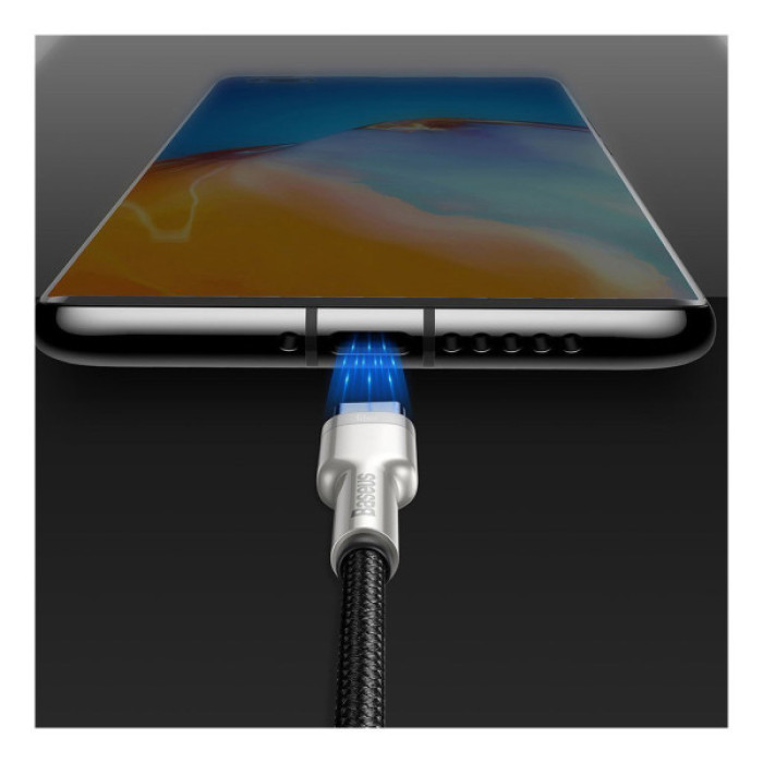 Дата кабель USB 3.1 AM to USB-C 0.25m 6.0A 66W Cafule Series Metal Black Baseus (CAKF000001)