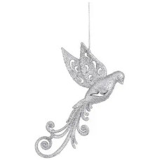 Ялинкова іграшка House Of Seasons Пташка срібна 9 х 2 х 16 см (8718861799439)