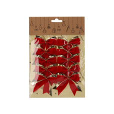 Прикраса декоративна Chomik бант текстиль 6 см, 10 шт, червоно-золоті (5900779877894)