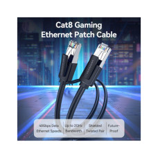 Патч-корд 1м, S/FTP cat 8 RJ-45 black Vention (IKKBF)