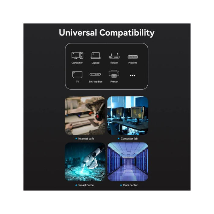 Патч-корд 1м, S/FTP cat 8 RJ-45 black Vention (IKKBF)