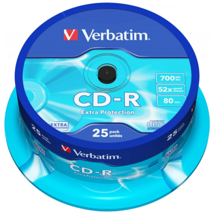 Диск CD Verbatim CD-R 700Mb 52x Cake box 25шт Extra (43432)