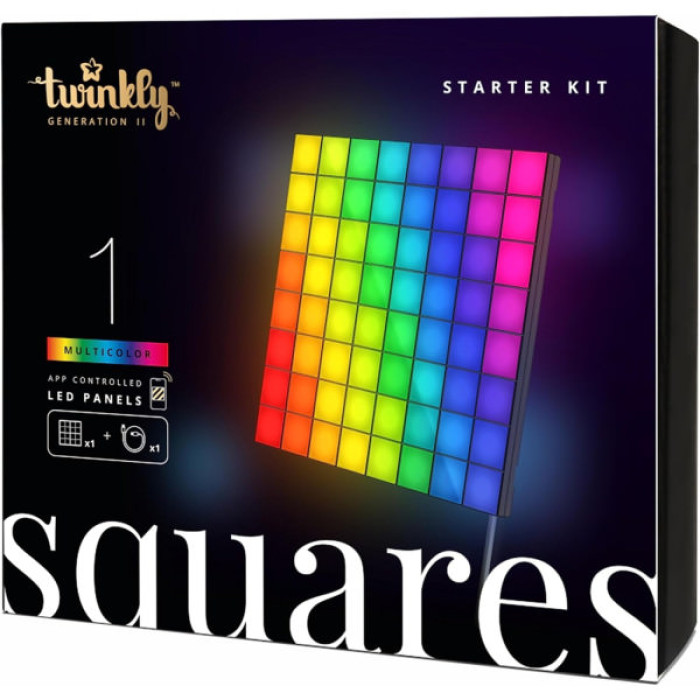 Гірлянда Twinkly Smart LED Squares 1 Starter Panel, RGB LED, USB-C, Black 16х16см (TWQ064STW-01-BUSB)