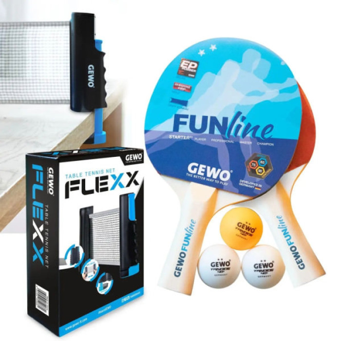 Комплект для настільного тенісу Gewo Double-Fun + сітка Flexx (103360000) (931293)
