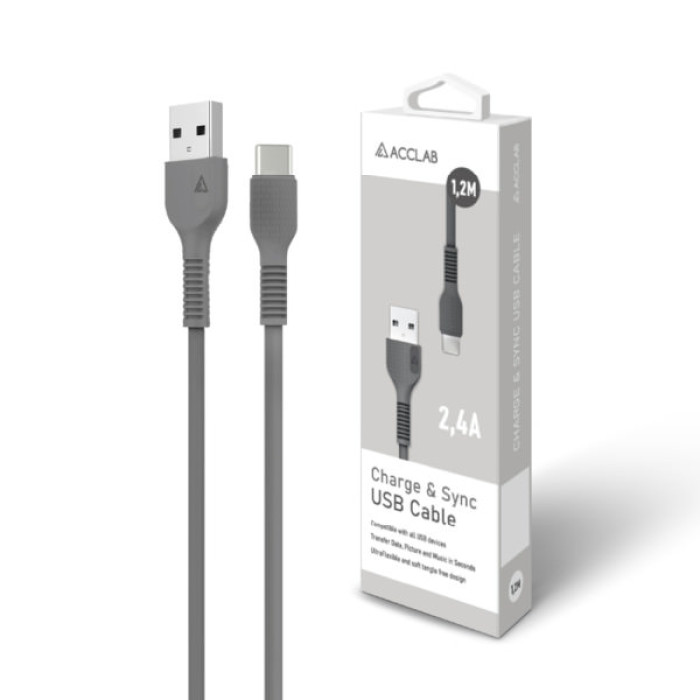 Дата кабель USB 2.0 AM to USB-C 1.2m Black ACCLAB (1283126518232)