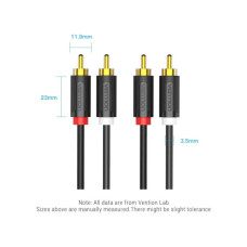 Кабель мультимедійний 2xRCA M to 2xRCA M 1.5m black Vention (BCMBG)