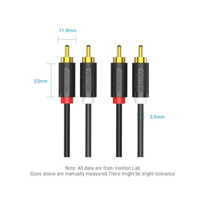 Кабель мультимедійний 2xRCA M to 2xRCA M 1.5m black Vention (BCMBG)