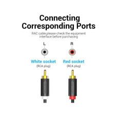 Кабель мультимедійний 2xRCA M to 2xRCA M 1.5m black Vention (BCMBG)